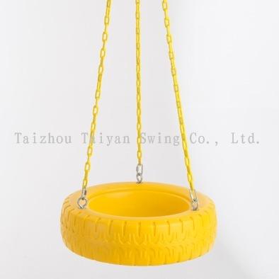 China Wooden Playground Plastic Tire Swing With Chains for sale