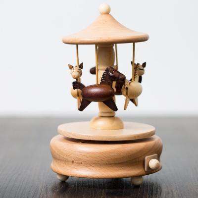 China Custom Wooden Rotating Gift Music Box Carousel for sale