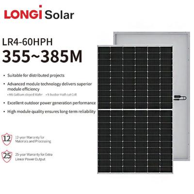 China 25 Years Warranty Longi Brand 370W 380W Tier 1 Chinese Half Cell Solar Photovoltaic Panel Module 182mmx182mm for sale