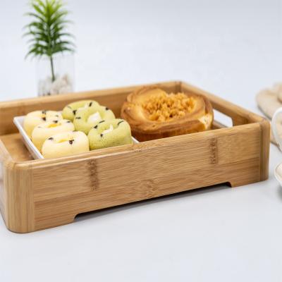 China Eco-Freindly Bamboo Homemade Breakfast Food Serving Tray for sale