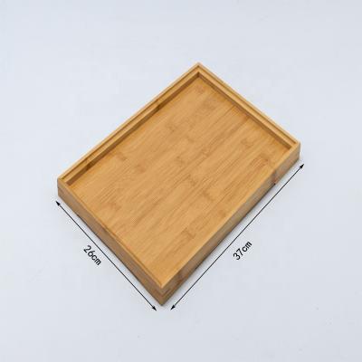 China Eco-Freindly Wholesale Hotel Coffee Tea Coffee Classic Carry Tray Long Rectangle Bamboo Serving Tray-3726 for sale