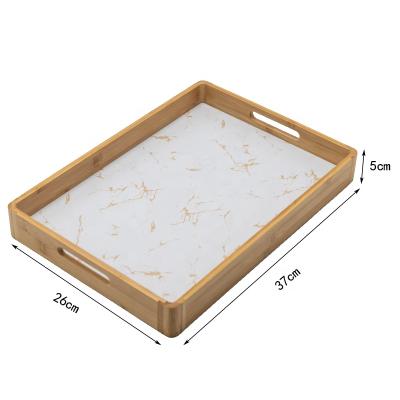 China Eco-Freindly Hot Sale 5.0 White Marble Decorative Bamboo Tray for sale