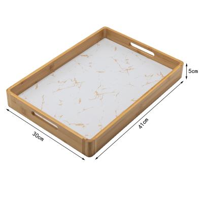 China Eco-Freindly China Bamboo Fiber Serving Tray 5.0 White Marble Tray for sale