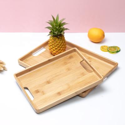 China Cheap Wholesale Eco-Freindly Food Dinner Serving Dish Bamboo Natural Cutlery Tray for sale