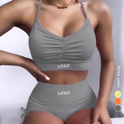 China Good Quality Antibacterial Thin Strap Bra High Rise Shorts Exercise Short Yoga Pants Sets Fitness for sale