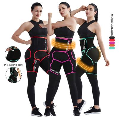 China Custom Logo Workout Neoprene Butt Lifter Antibacterial Thigh Trainer Sweat Belt Waist Thigh Trimmer Waist Support for sale