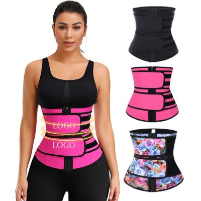 China New Design Breathable Rose Red Abdominal Tummy Control Double Straps Latex Waist Trainer Shapers for sale