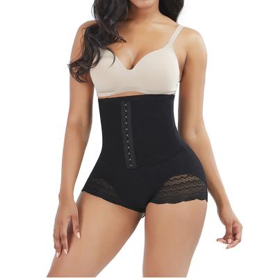 China Wholesale Breathable Undetectable Black Body Shaper Butt Lifter Ladies Front Hooks Lace Trim Seamlling for sale