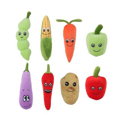 China Sustainable 100% Recycled Eco-Friendly Plush Stuffed Squeaky Cute Vegetables Recycled Dog Toy for sale