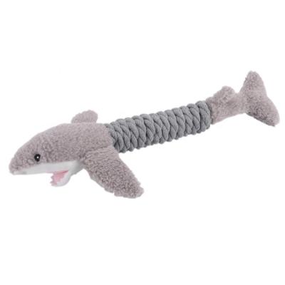 China Sustainable Factory Pet Supplies Stuffed Gray Shark Plush Rope Dog Toy for sale