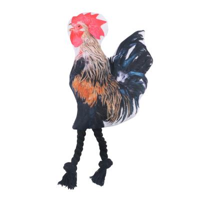 China Viable Hot Sale Oxford Rooster Shape Sublimation Printing Dog Toy With Rope Pet Toy Factory for sale