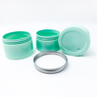 China Yueyi 6Oz 8Oz Plastic Cream Pet Cream Jar 200Ml 250Ml 300Ml Custom Empty Luxury Packaging Cosmetic Jar Green With Lid for sale