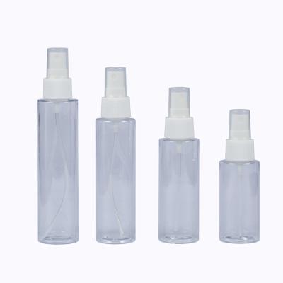 China Yueyi Spout Recycled Plastic Bottle 60ml 80ml 100ml 120ml Personal Care Products Empty Us Standard Small Pet Cheap Plastic Spray Bottle for sale