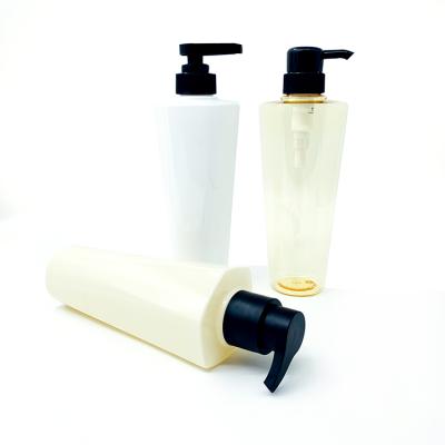 China PET Cosmetic Bottles With Pump Top Selling Guaranteed Quality Shampoo Empty White Cosmetic Screen Printing Customize Irregular Screw Cap for sale