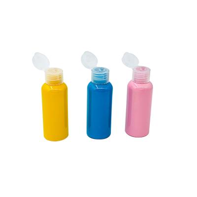 China 50ml 100ml Mini Color Custom Yellow Blue Empty Cosmetic Flip Cap Plastic Bottle Squeeze Shampoo Hand Soap Body Pink Wash for sale