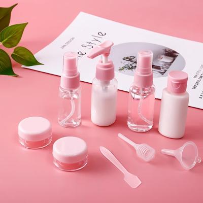 China 11 Piece Cosmetic Pink Mini Travel Size Makeup Shampoo Travel Bottle Portable Travel Bottles Toiletries With Funnel for sale