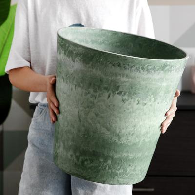 China Home and Garden Decorative Modern Style Marble-Textured Plastic Flower Pots for sale