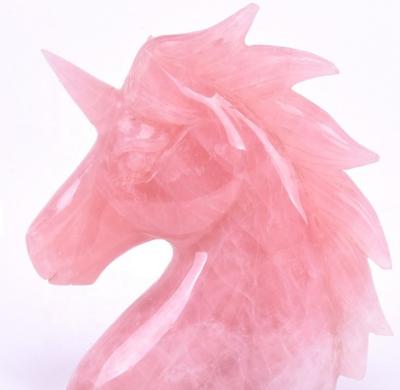 China Europe Wholesale Customized Crystal Craving Rose Quartz Amazonite Bulk Moss Agate Unicorn Hand Carved Crystal Animal Carving for sale