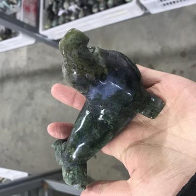 China Europe Wholesale Customized Amazonite Begging Loose Crystal Moss Agate Sea Lions Hand Cut Crystal Animal Carvings for sale