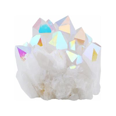 China Europe Wholesale Customization of Various Clear Titanium Coated Crystal Cluster, Quartz Geode Druzy Gemstone Crystal Cluster Specimen, for sale