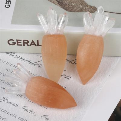 China Natural Gypsum Crystal Carrot Ornaments Home Crafts from Europe Wholesale New Supply for sale