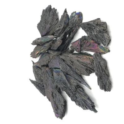 China Wholesale Natural Europe Black Tourmaline Stone Plating Beautiful Peacock Feather Blue Black Tourmaline for sale