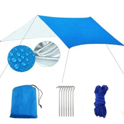 China Blue UV-Resistant Can Be Use As Outdoor Camp Mat Water Proof Silver Coated Polyester Fabric Canopy Tent for sale