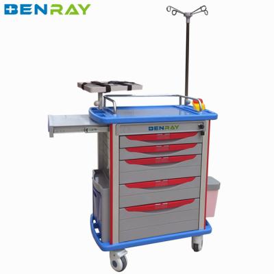 China Hospital Trolley BR-ET001B Hospital Emergency Trolley Medical Crash Trolley With Drawers And Lock Factory for sale