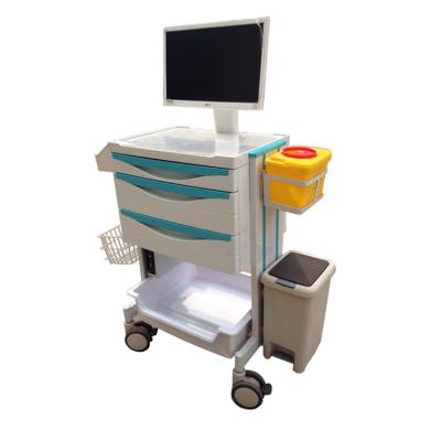 China Modern Emergency Hospital Medical Equipment Laptop Doctor Workstation Bedside Computer General Patient Trolley for sale