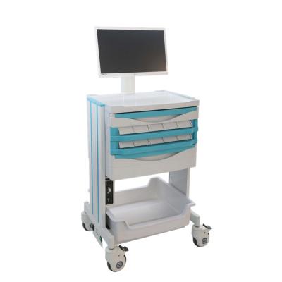 China Aluminum Alloy Emergency Hospital Medical Equipment Laptop Doctor Workstation Bedside Computer Modern Patient General Trolley for sale