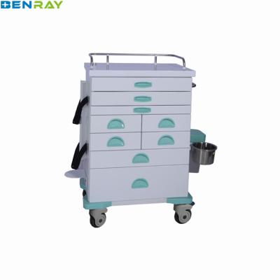 China Modern Four Wheels One Operating Table Manufacturer Emergency Steel Equipment Home Care Hospital Stainless Soft ABS Anesthesia Trolley for sale