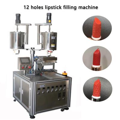 China Products Sales 12 Nozzles Double Barrel Cosmetic Lipstick Filling Machine for sale