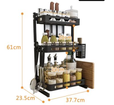 China Multifunctional Three Tier Rack Stocked 3 Tier Kitchen Storage Rack Metal Kitchen Condiment Storage Rack for sale