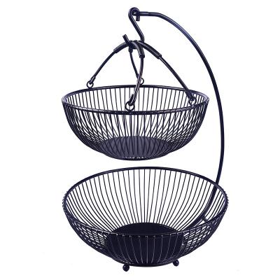 China Nordic Home Viable Decor Adjustable Fruit Basket Double Fruit Basket Storage Basket for sale