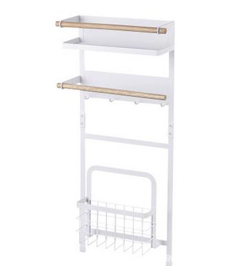 China Viable Iron Art Bathroom Magnetic Suction Shelf Fridge Hanger Side Storage Shelf for sale