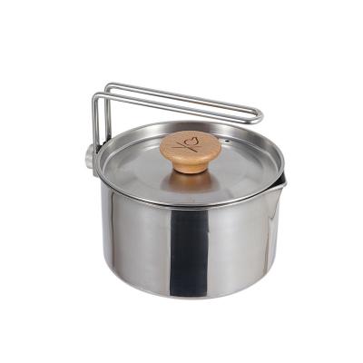 China Durable Outdoor Multi-function Kettle 304 Stainless Steel Camping Pot Portable Kettle 1 Liter Capacity Teapot Folding Kettle for sale