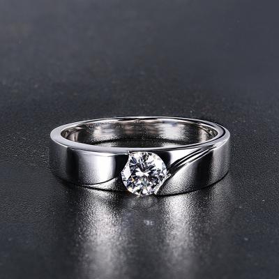 China Simple Classic Mens Moissanite Ring Platinum Wedding Engagement Proposal Ring 18K White Gold Trendy Customizable Ring for sale