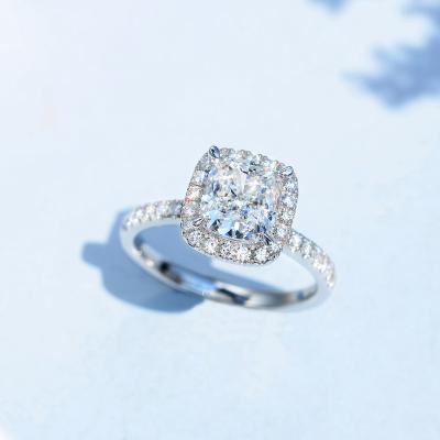 China New Trendy Fashion 925 Sterling Silver Radiant Cut Moissanite Diamond Ring For Women for sale