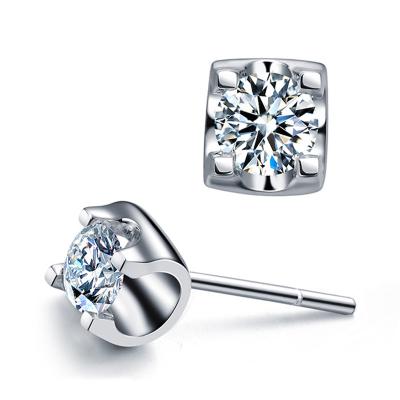 China 925 carat high quality TRENDY Sterling Silver Women's Moissanite Earring Square 0.5ct four claw earrings for sale