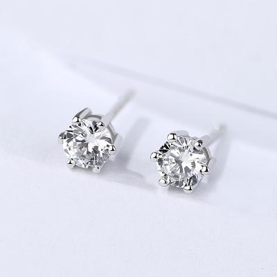 China 0.5ct TRENDY jewelry 925 Sterling Silver Flower Shape Moissanite Diamond Stud Six Claws Earrings for women for sale