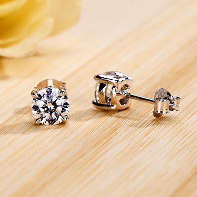 China Amazon Source Ebay Lazada Fashionable Diamond Earring 10K/14K Solid Gold Stud Earrings Round Vvs Moissanite Diamond Earring Studs for sale