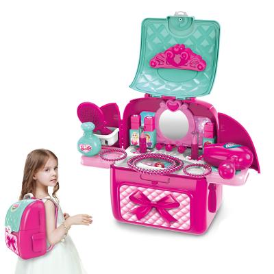 China Wholesale Kids Small Bag Play Makeup Set Toys Wholesale 2 in 1 Small Bag Children Pretend Play Beauty Backpack Makeup Sets Toys for Girls for sale