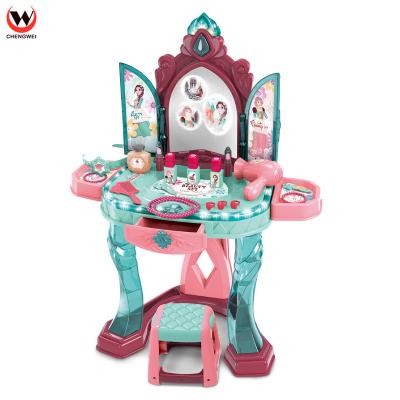 China 2021 New Arrival Beauty Set Toy For Girls Children Pretend Play Makeup Dresser Table Beauty Girls Play Toys Set With Chair for sale