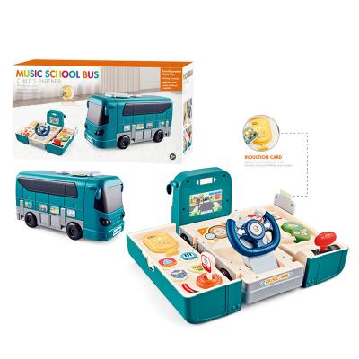 China Musical toy Multi-function hot sellings Amazon hot sellings deformation car electric school bus children deformation school bus music activity motor for sale