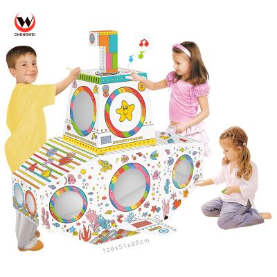 China DIY Drawing Cardboard Play House for Kids Drawing and Coloring Cardboard Play House Coloring Pens Room DIY Paper Educational Doodling Toys for Kids for sale