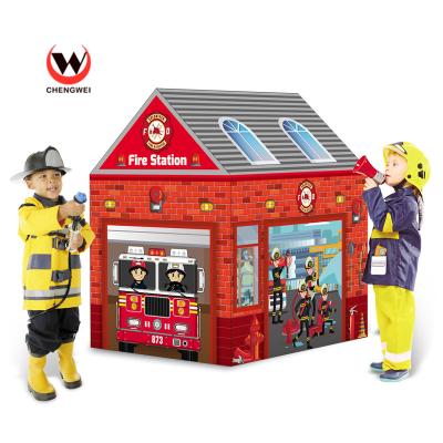 China Hot Sale Indoor Kids Toy Fire Station House Chlidren Foldable Play Tent for sale