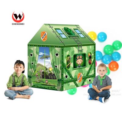 China Wholesale Indoor Foldable Kids Play Toy Military House Army Play Tent with Ocean Balls for sale