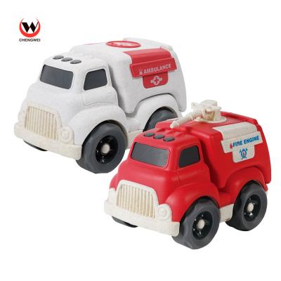 China Straw Bioplastic Material Free Wheel Mini Eco-Friendly Wheat Car Plastic Truck Car Toys For Children for sale