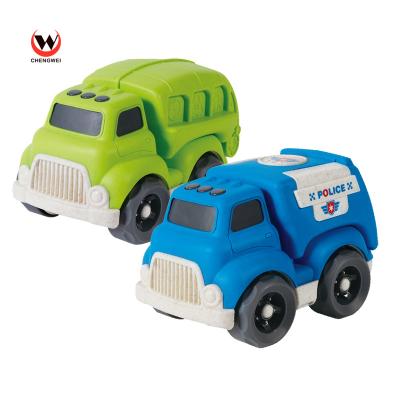 China Summer Straw Bioplastic Material Free Wheel Truck Car Plastic Toys Popular Eco-Friendly Toy Wheat Wheel Car Summer For Kids for sale