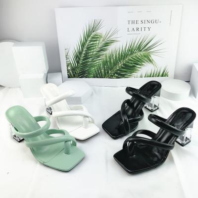 China WL036 Fashion Trend New Designer Women Summer Shoes Sandals Big High Heel Slipper for sale